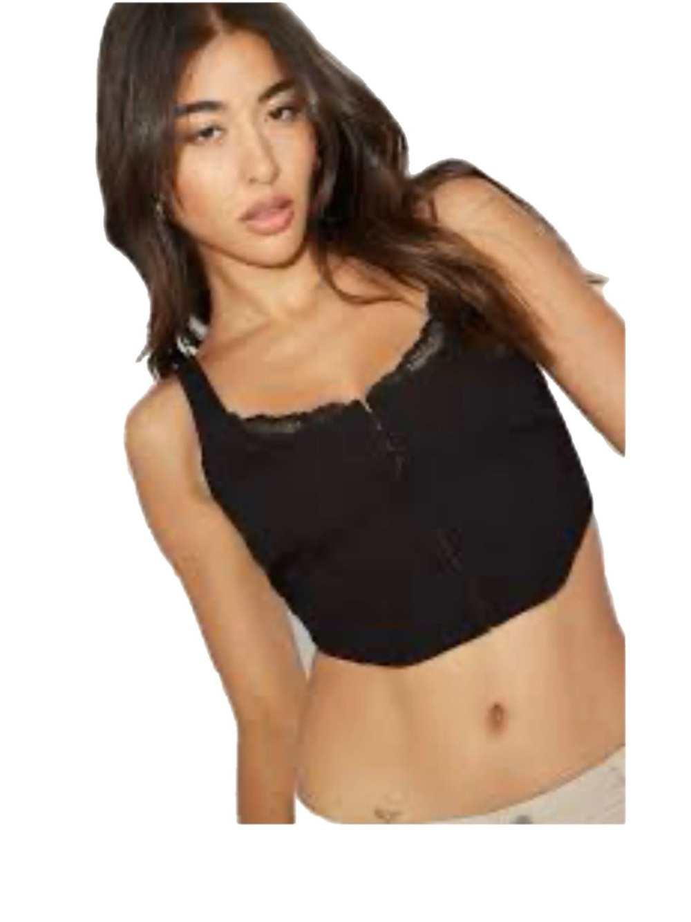 Garage Faye Lace-Trim Bustier Black M Corset Going Out Top